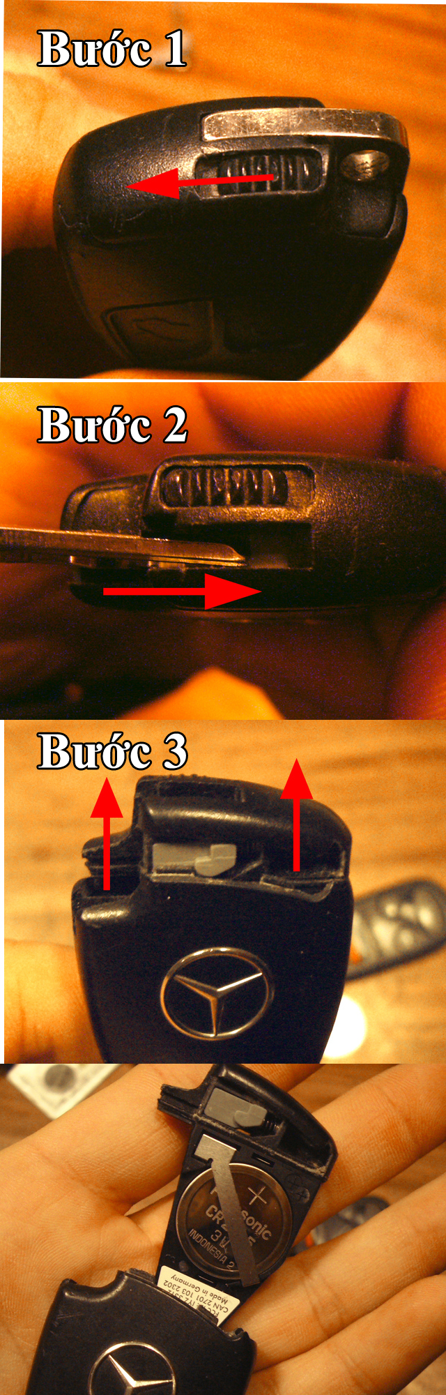 Cách thay pin chìa khóa mercedes