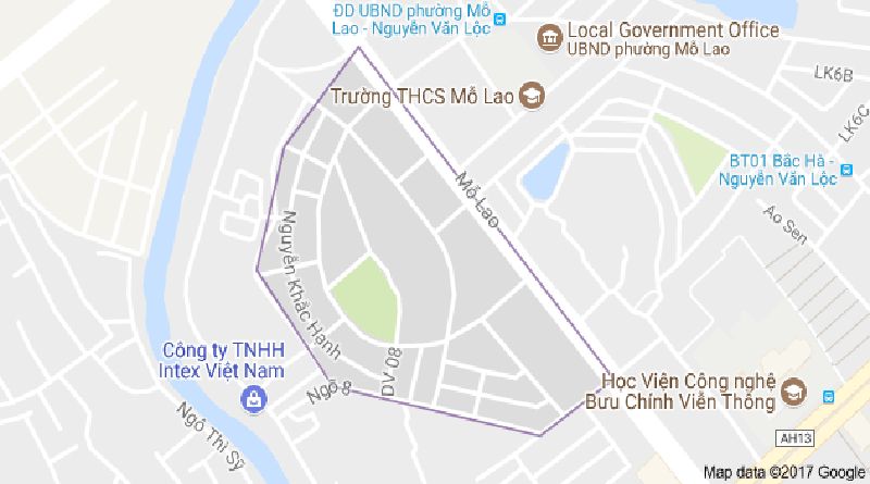 Bản đồ khu đô thị Mỗ Lao mà Bắc Nam nhận việc